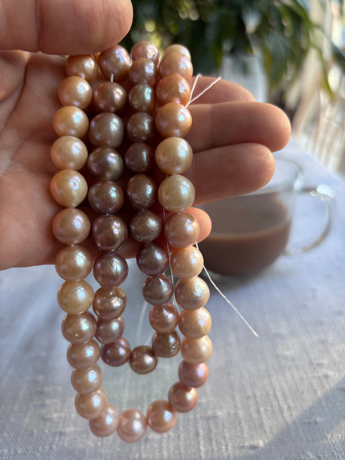 Large lustrous Edison pearl jewelry handcrafted by JewelryByYevga
