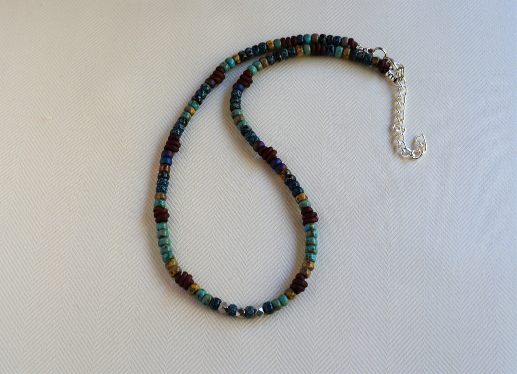 Kids Picasso Czech Bead Knotted Leather Necklace