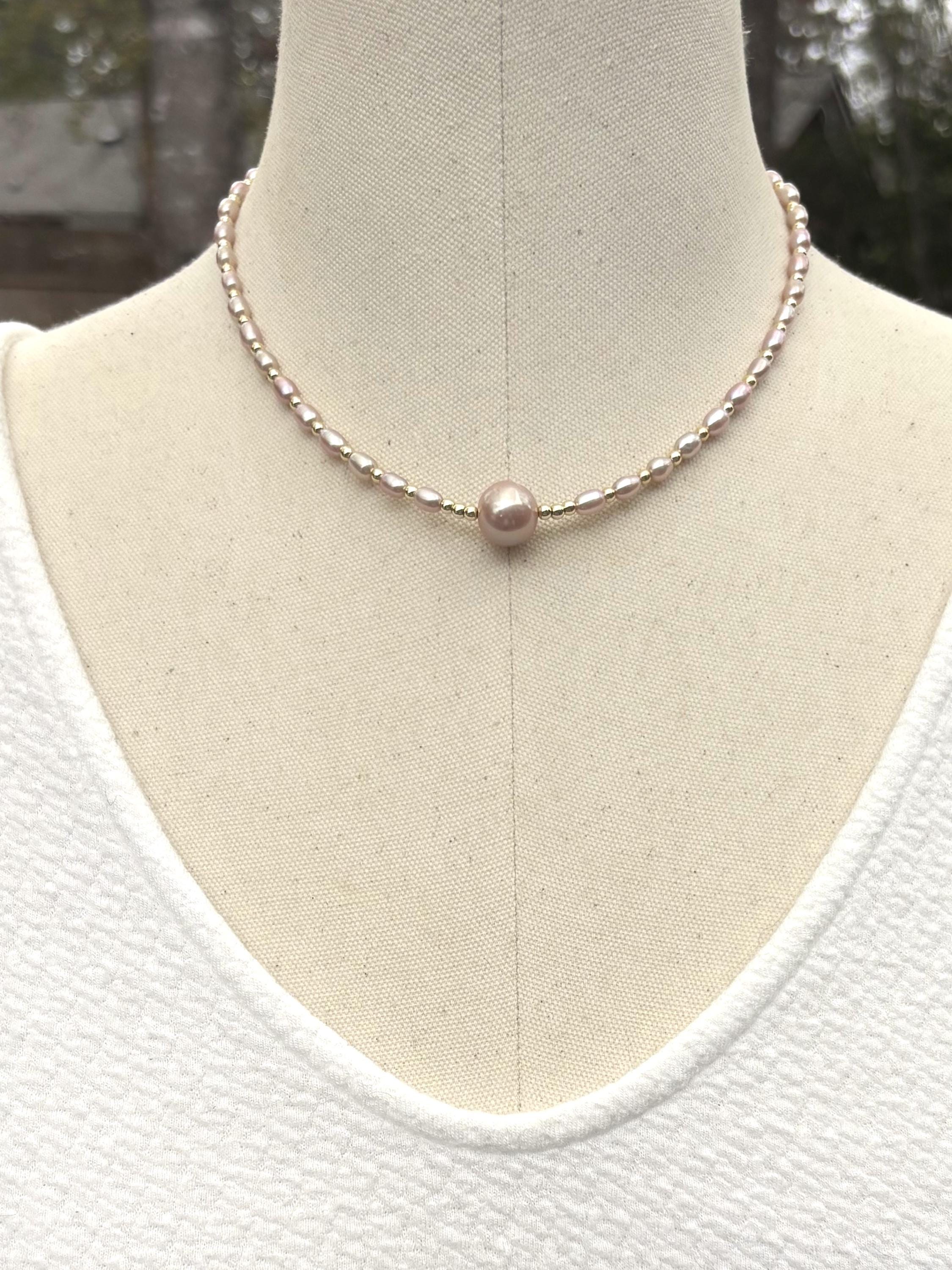 Pink Edison Pearl Necklace – Gold Filled Freshwater Pearls