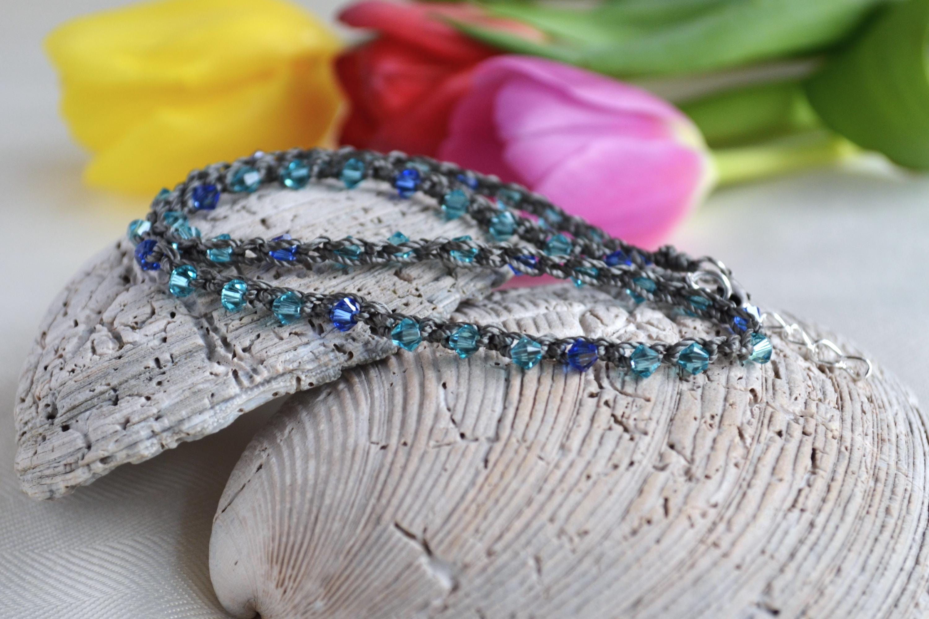 Blue Swarovski Crystal Choker: Beaded Elegant Necklace