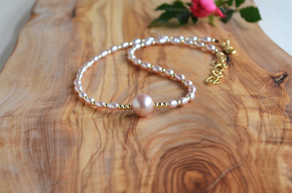Pink Edison Pearl Necklace – Gold Filled Freshwater Pearls