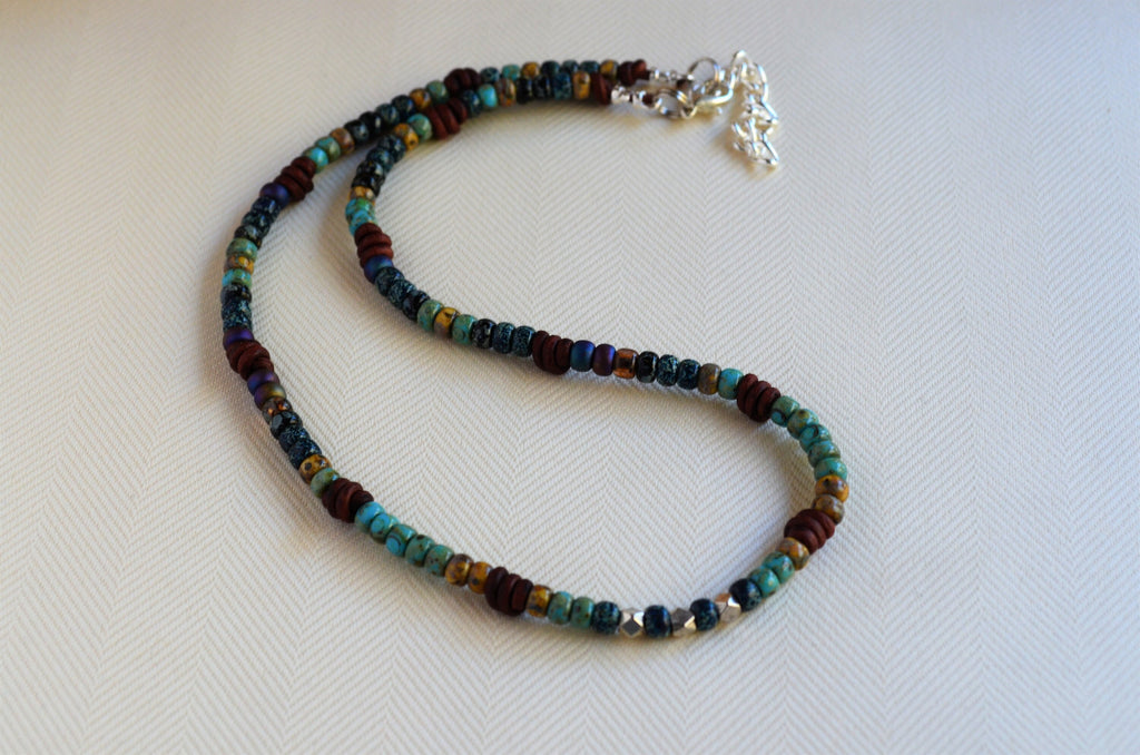Kids Picasso Czech Bead Knotted Leather Necklace