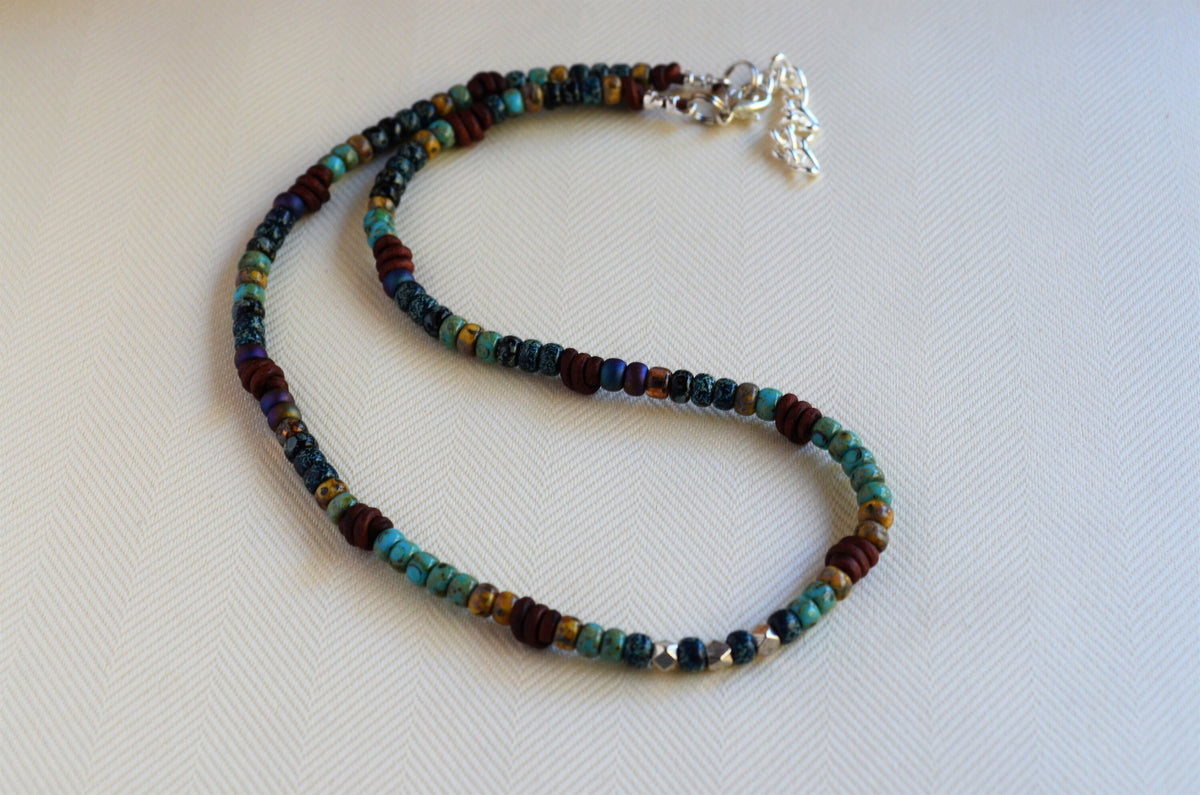 Kids Picasso Czech Bead Knotted Leather Necklace