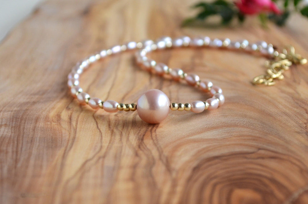 Pink Edison Pearl Necklace – Gold Filled Freshwater Pearls