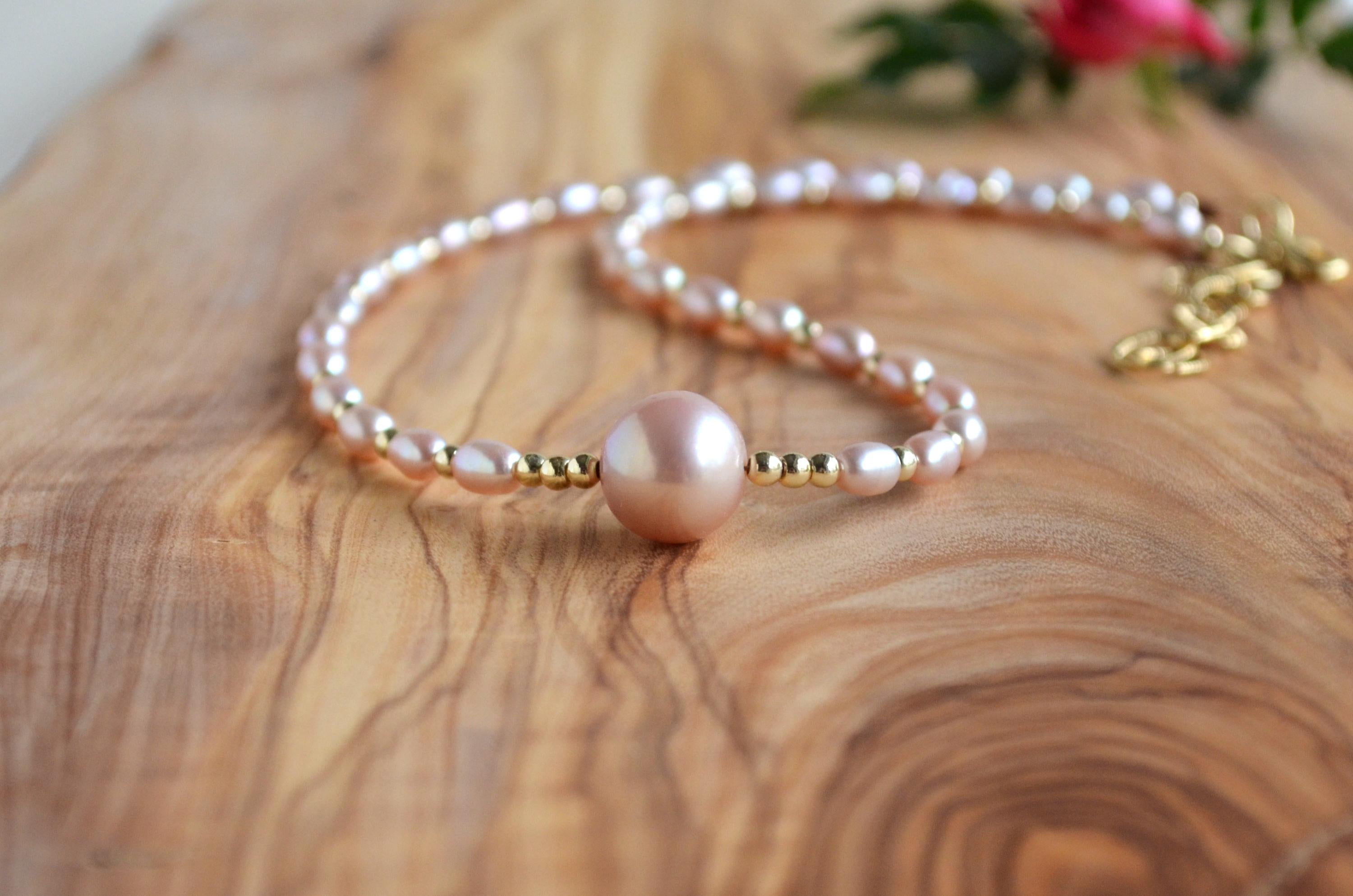 Pink Edison Pearl Necklace – Gold Filled Freshwater Pearls