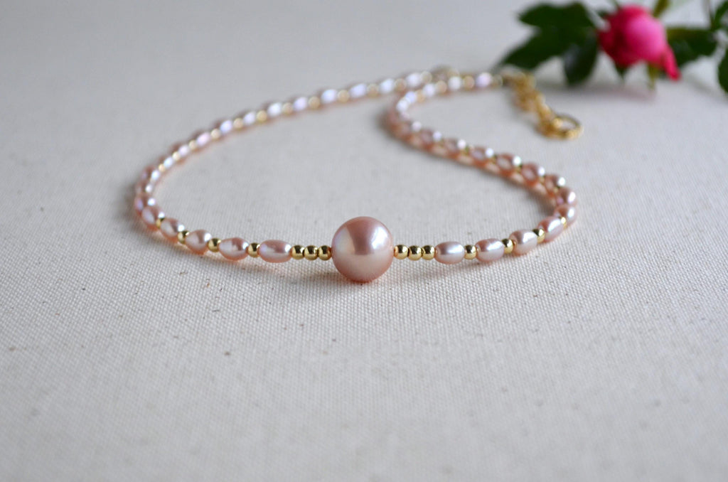 Pink Edison Pearl Necklace – Gold Filled Freshwater Pearls