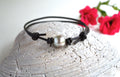 Tahitian Pearl Bracelet: Unisex Dark Brown Greek Leather, LARGE Pearl, Adjustable Jewelry