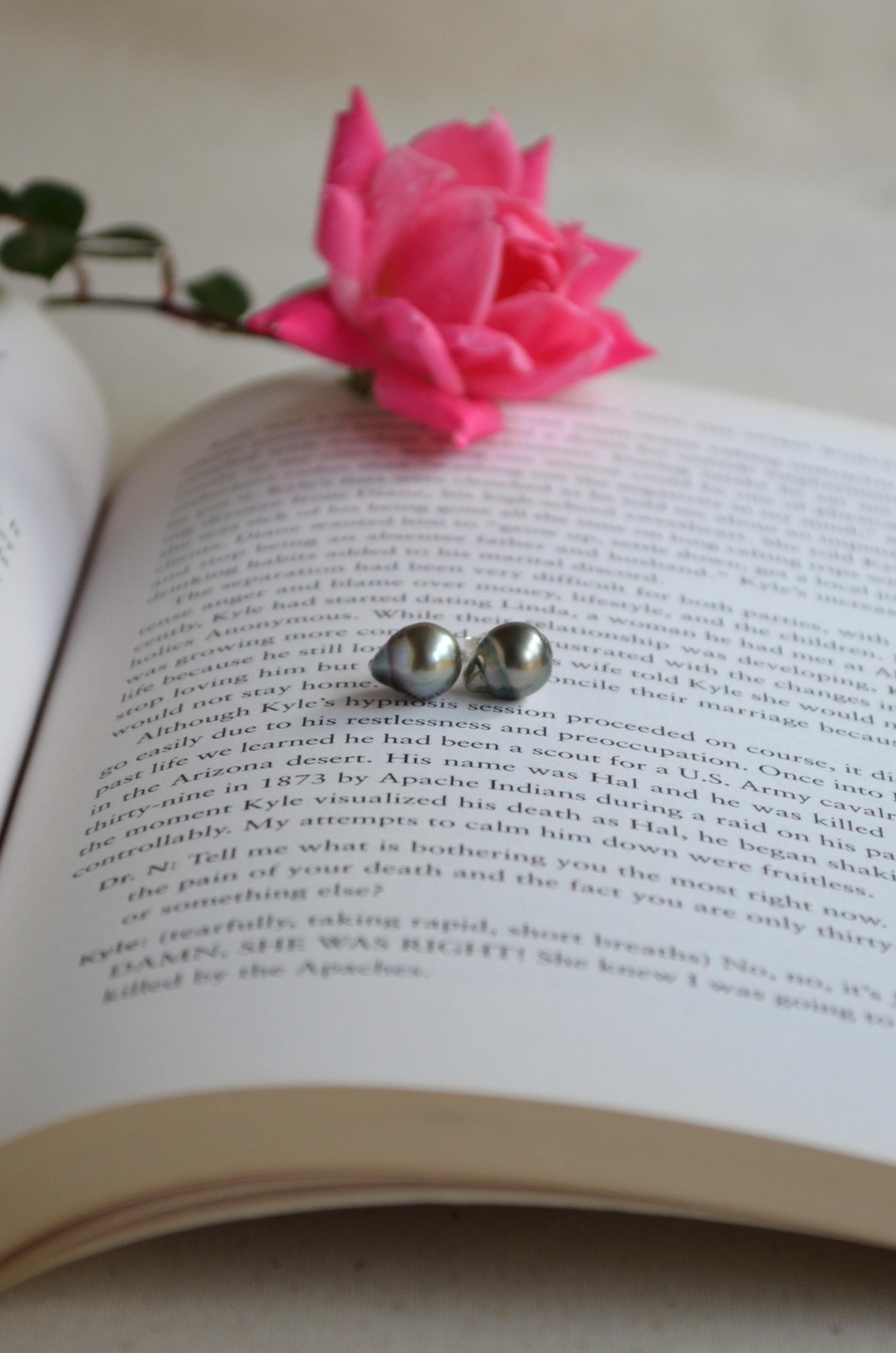 Tahitian Pearl Stud Earrings: Sterling Silver Baroque Pearls