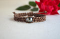 Handwoven Tahitian Pearl Bracelet: Macrame Grey-Brown Leather, Boho Jewelry