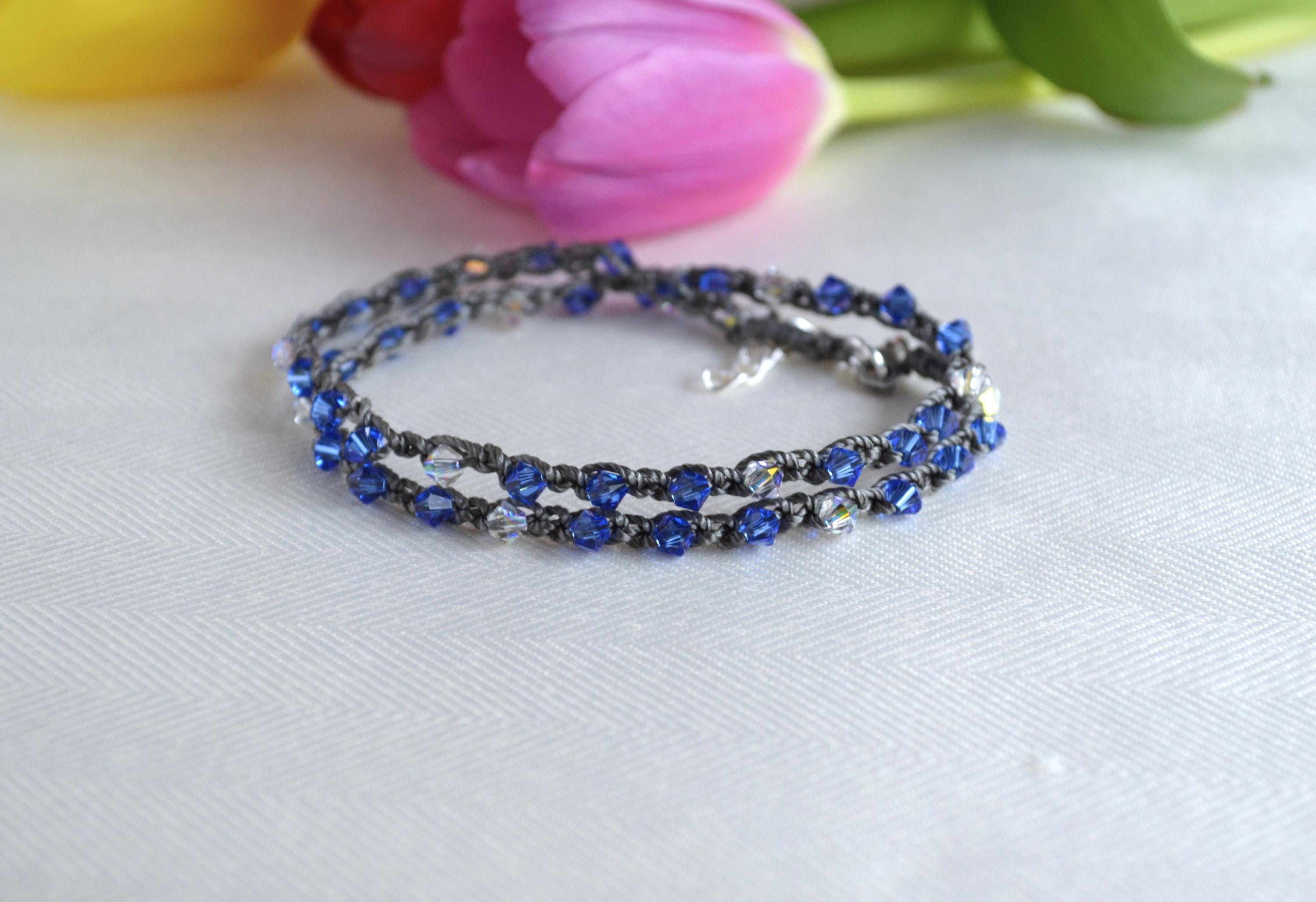 Blue Swarovski Crystal Choker: Elegant Beaded Necklace