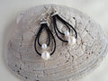 Freshwater Pearl Leather Earrings: Sterling Silver Hooks