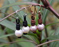 Pearl Leather Earrings: Freshwater Pearls, Boho Dangle Earrings