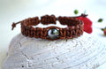 Tahitian Black Pearl Bracelet, Brown Distressed Leather, Adjustable