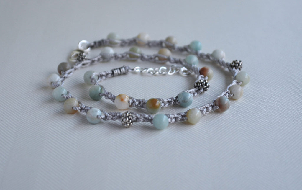 Amazonite Crochet Necklace: Beaded Boho Choker