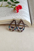 Multi-Color Picasso Bead Leather Dangle Earrings, Sterling Silver