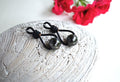 Tahitian Pearl Earrings: Sterling Silver, Black Leather Dangle Earrings