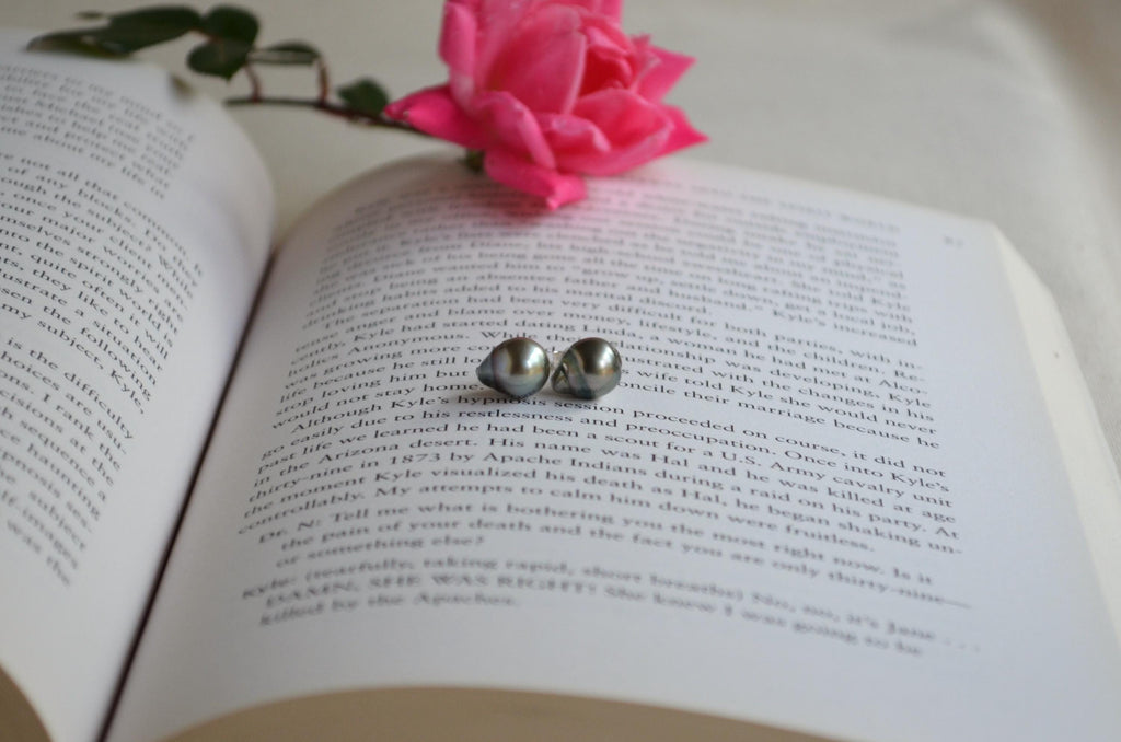Tahitian Pearl Stud Earrings: Sterling Silver Baroque Pearls