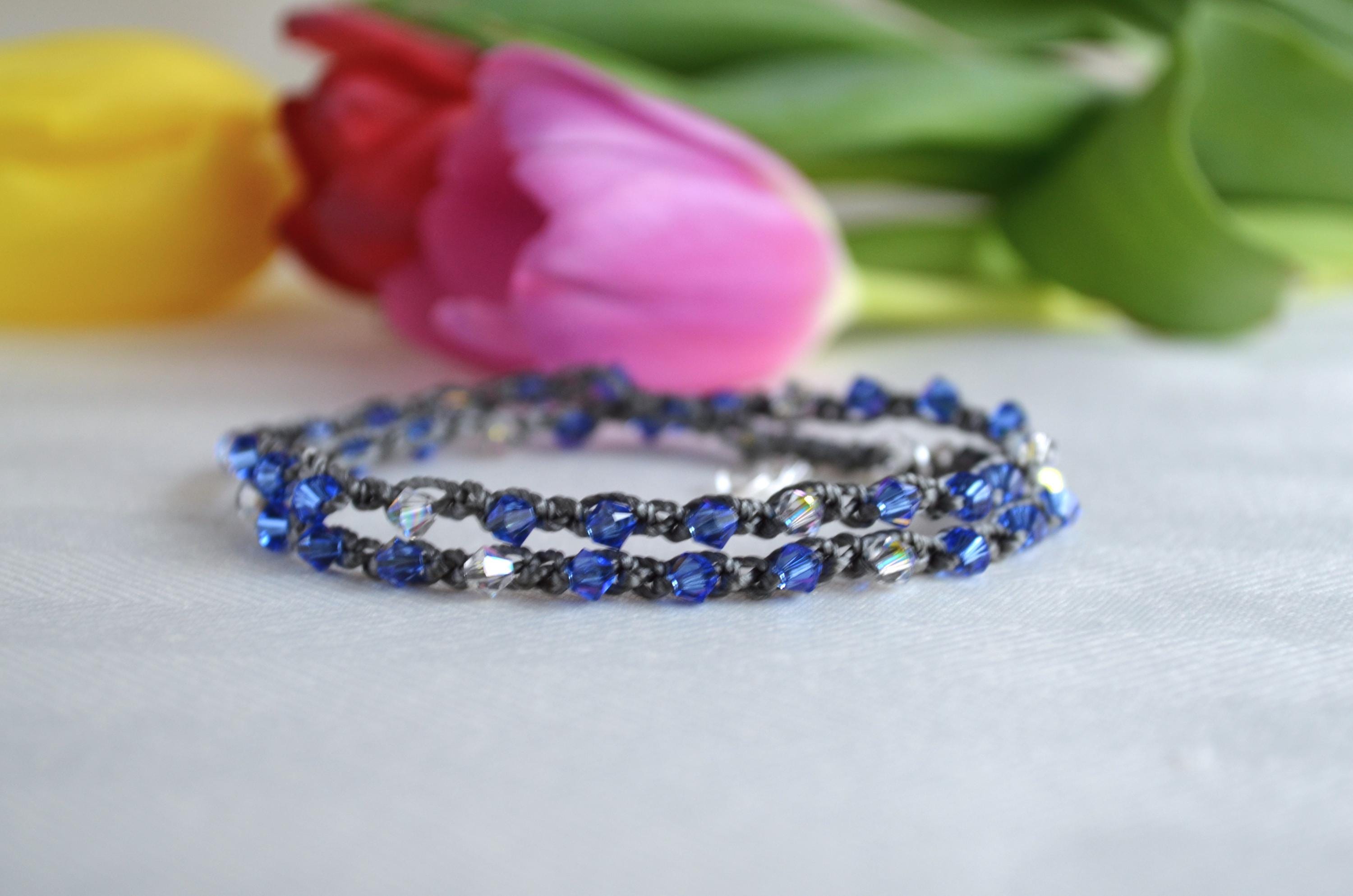 Blue Swarovski Crystal Choker: Elegant Beaded Necklace