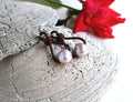 Edison Pink Pearl Earrings: Sterling Silver & Brown or Black Greek Leather Boho Dangle
