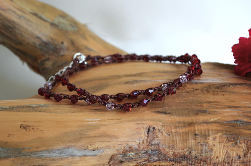 Swarovski Crystal Beaded Choker: Elegant Ruby & Pink Jewelry