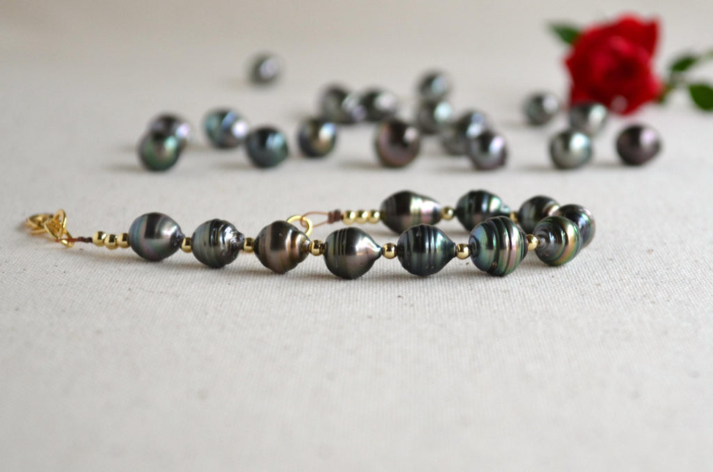 Tahitian Pearl Bracelet with Gold-Filled Accents
