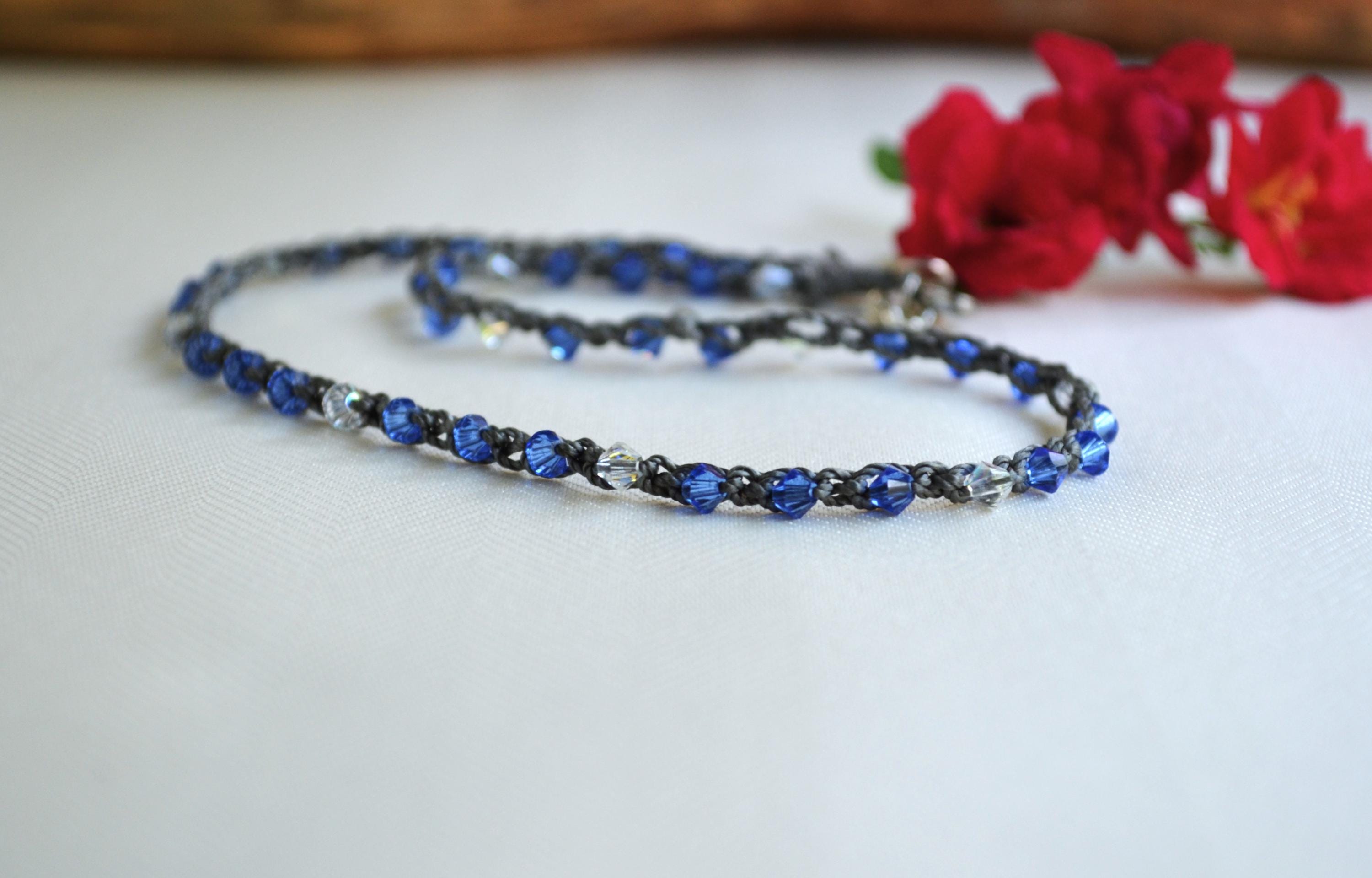Blue Swarovski Crystal Choker: Elegant Beaded Necklace