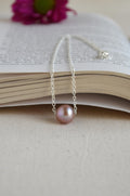 Mauve Pink Edison Pearl Necklace - Handmade Silver Pendant