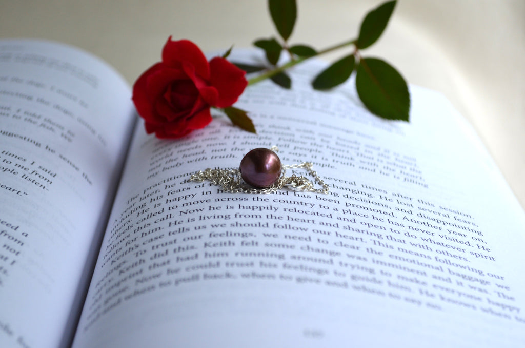 Purple Edison Pearl Necklace, 12 mm Floating Pearl, Sterling Silver Chain 16.25" Gift For Her