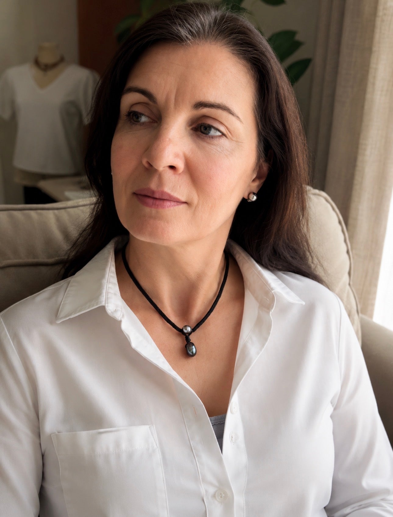 Tahitian Pearls on Hand Braided Black Leather Necklace