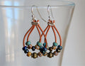 Picasso Leather Dangle Earrings: Boho Miyuki Bead Jewelry