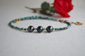 Three Tahitian Pearl Necklace, Turquoise Beaded Short Necklace, Minimal Gold Filled Necklace, Elegant Everyday Jewelry