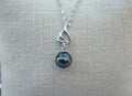 Tahitian Pearl Necklace: Sterling Silver Pendant, Cubic Zirconia Accent