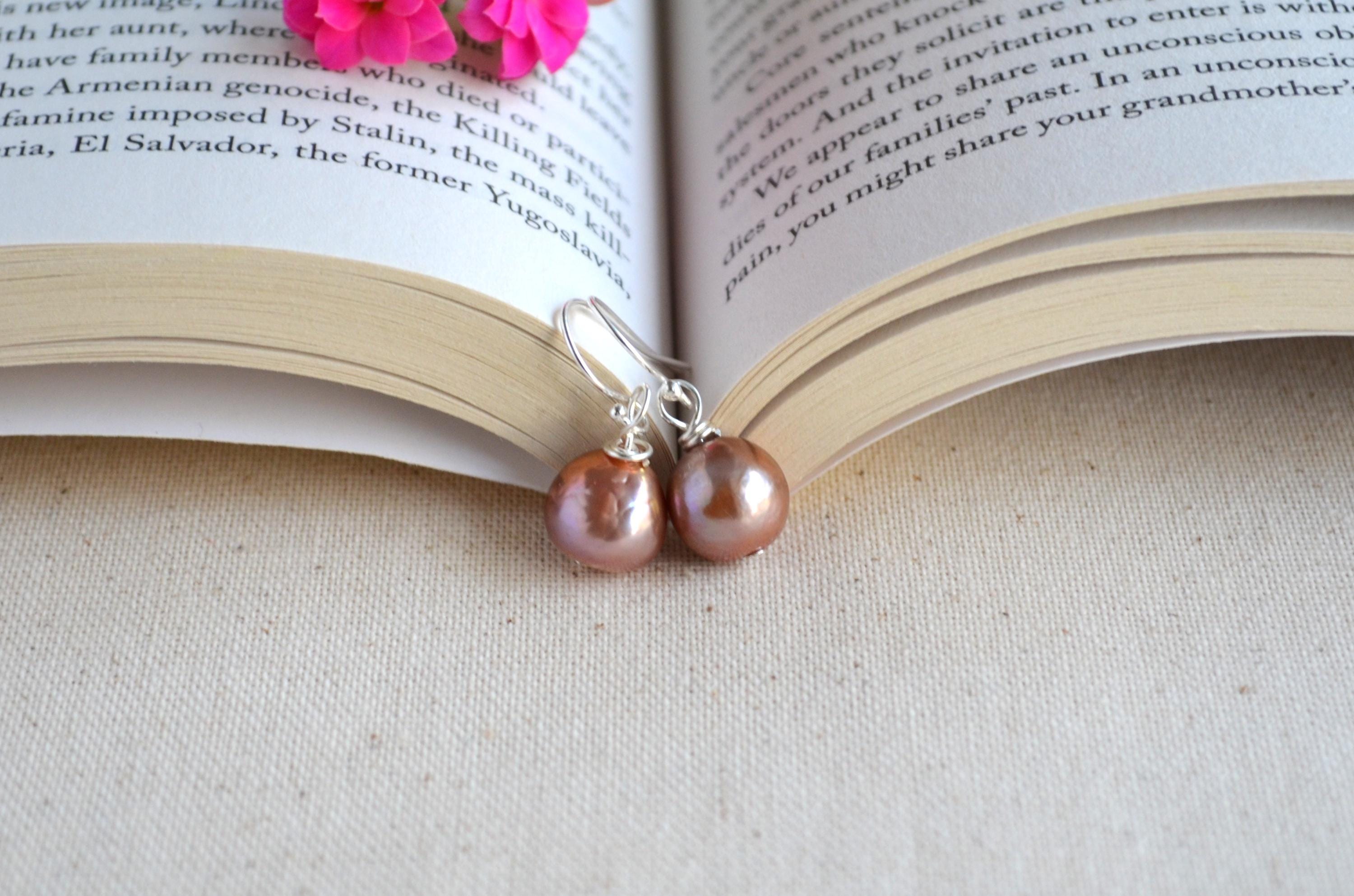 Mauve Lavender Edison Pearl Earrings – Sterling Silver, Handmade