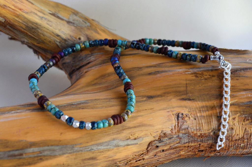 Kids Picasso Czech Bead Knotted Leather Necklace