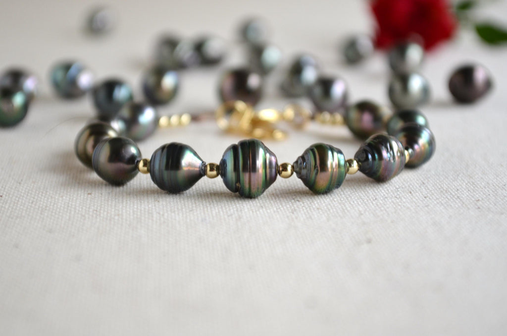 Tahitian Pearl Bracelet with Gold-Filled Accents