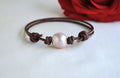 Edison Pearl Bracelet: Adjustable Greek Leather Jewelry