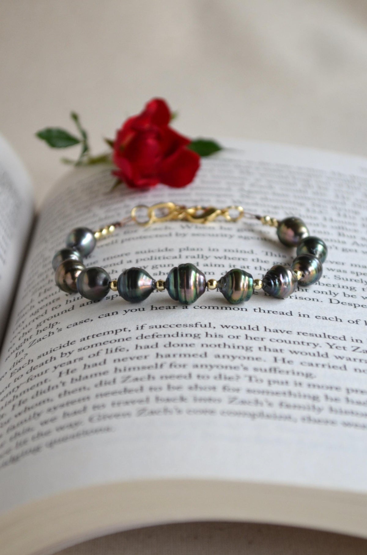 Tahitian Pearl Bracelet with Gold-Filled Accents