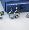Tahitian Pearl and Hematite Earrings on Sterling Silver French Ear Wires Gift for Her