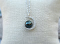 Tahitian Pearl Necklace: Sterling Silver Crescent Moon Pendant, CZ Accents