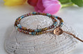 Boho Czech Glass Beaded Choker Necklace, Knotted, Button Closure