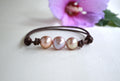 Triple Edison Pearl Leather Bracelet, Adjustable Greek Leather Cord, 11–12mm Real Freshwater Pearls, Multi Tone Minimalist Jewelry Gift